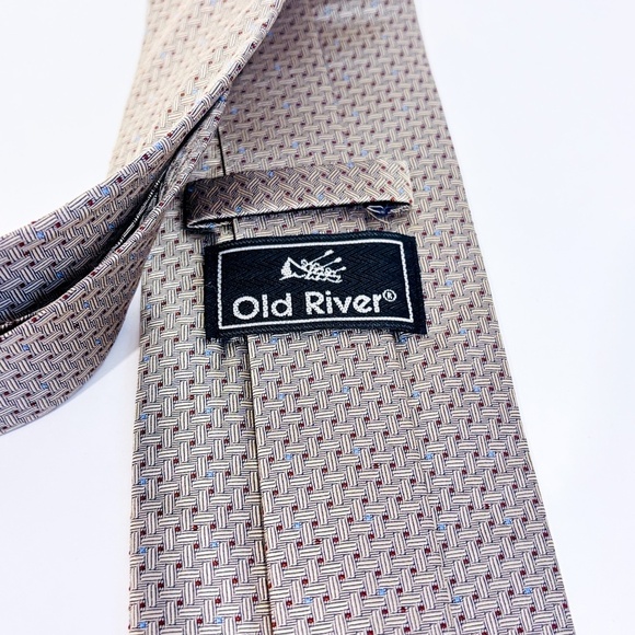 OLD‎ RIVER Beige patterned tie - Picture 3 of 4
